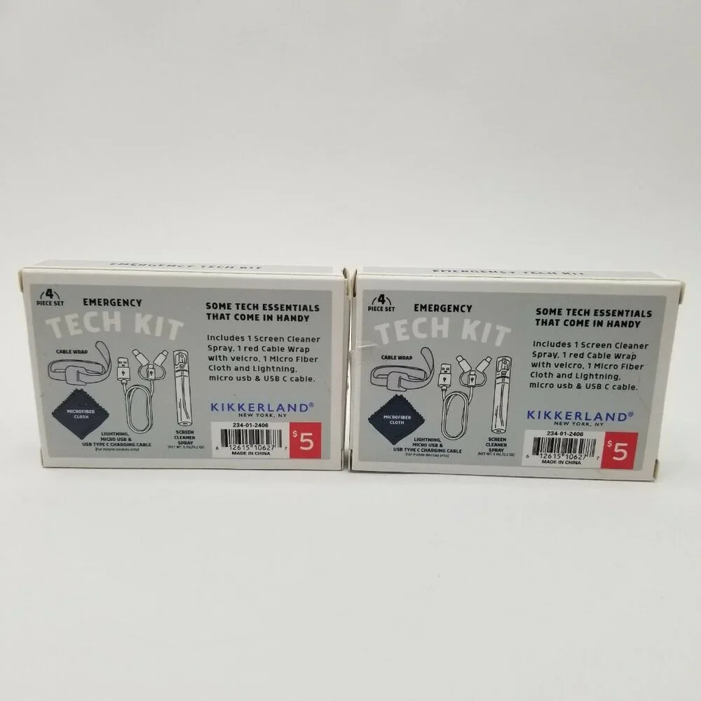 2 Pack Kikkerland Emergency Tech 4-Piece Kit Charging Cable